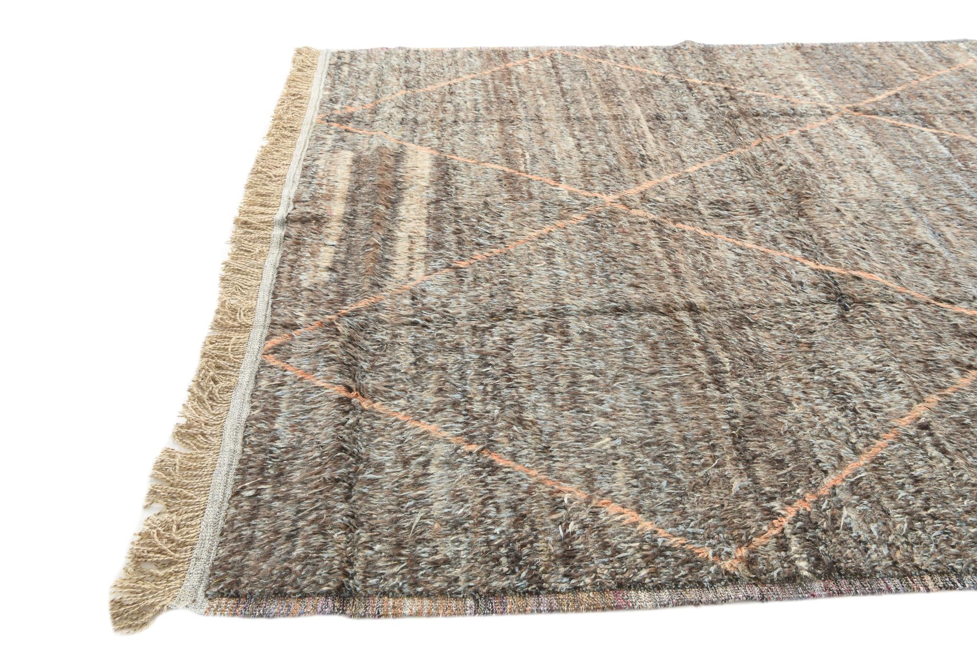9' x 12' 7 Hand Knotted Moroccan Wool Rug