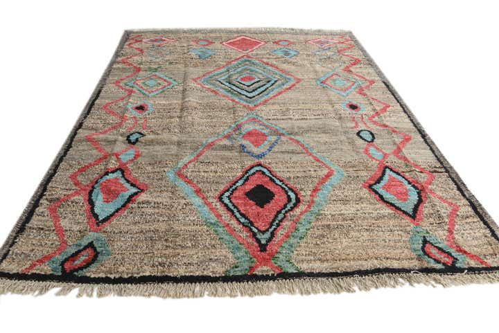 8' 1 x 11' Hand Knotted Moroccan Wool Rug