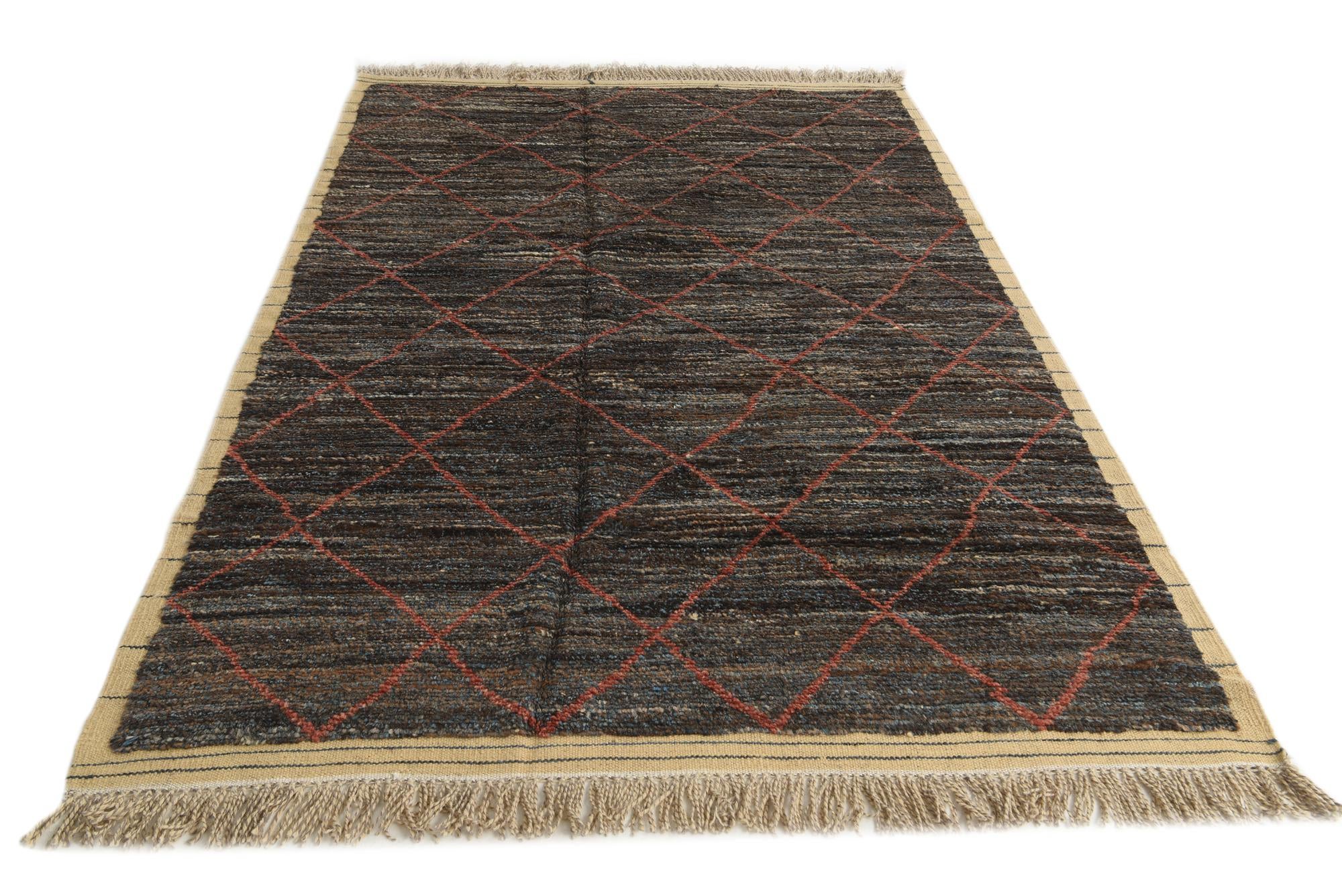 6' 2 x 9' 6 Hand Knotted Moroccan Wool Rug