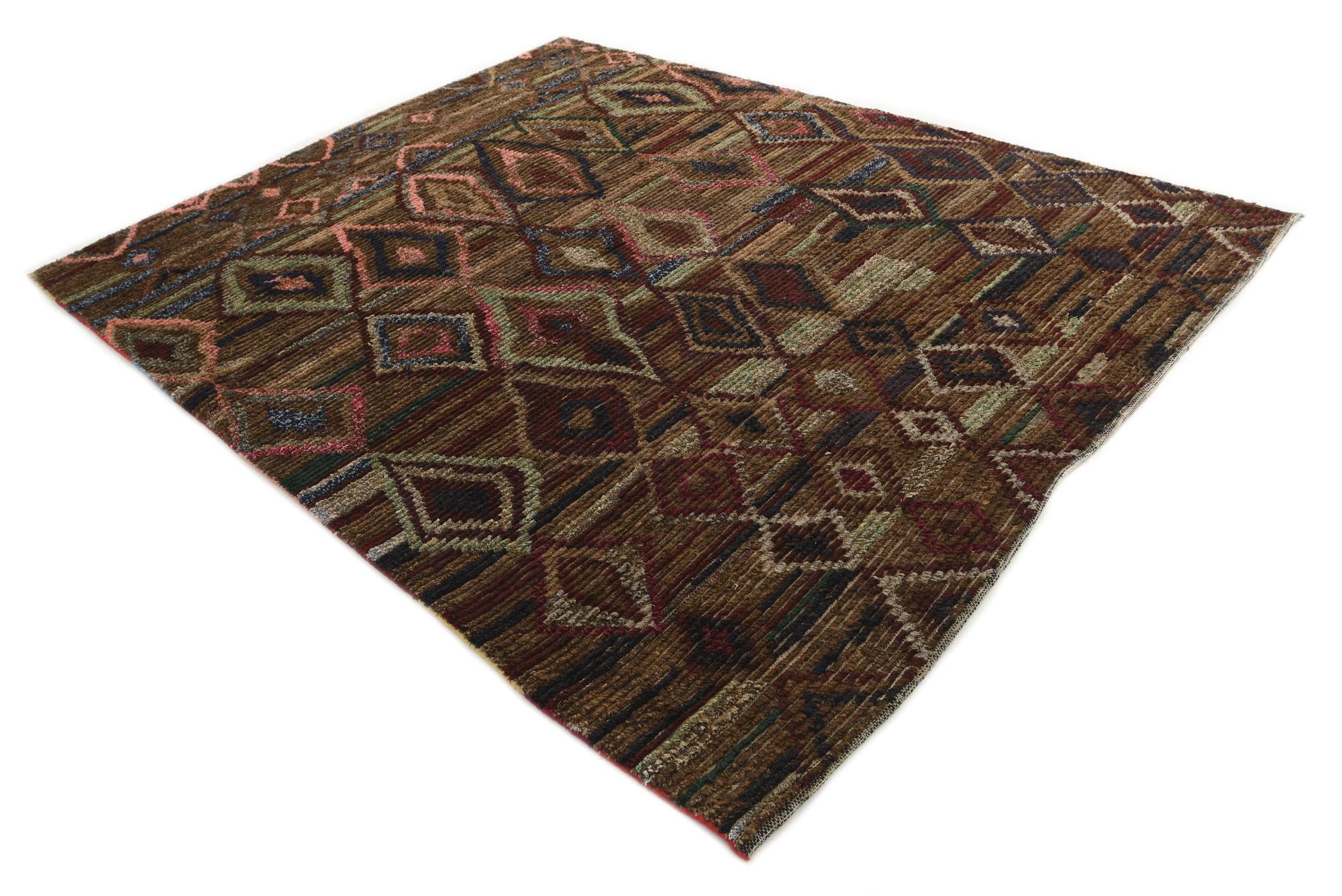 6' 9 x 9' 9 Hand Knotted Moroccan Wool Rug