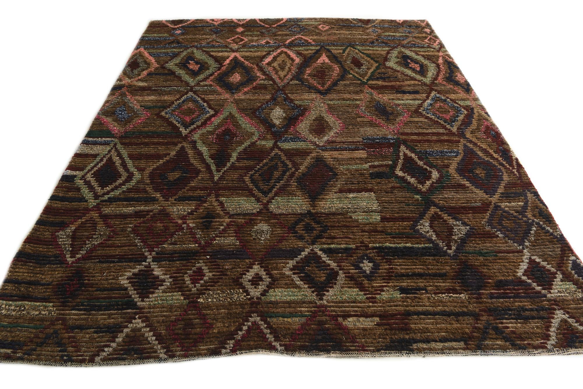 6' 9 x 9' 9 Hand Knotted Moroccan Wool Rug