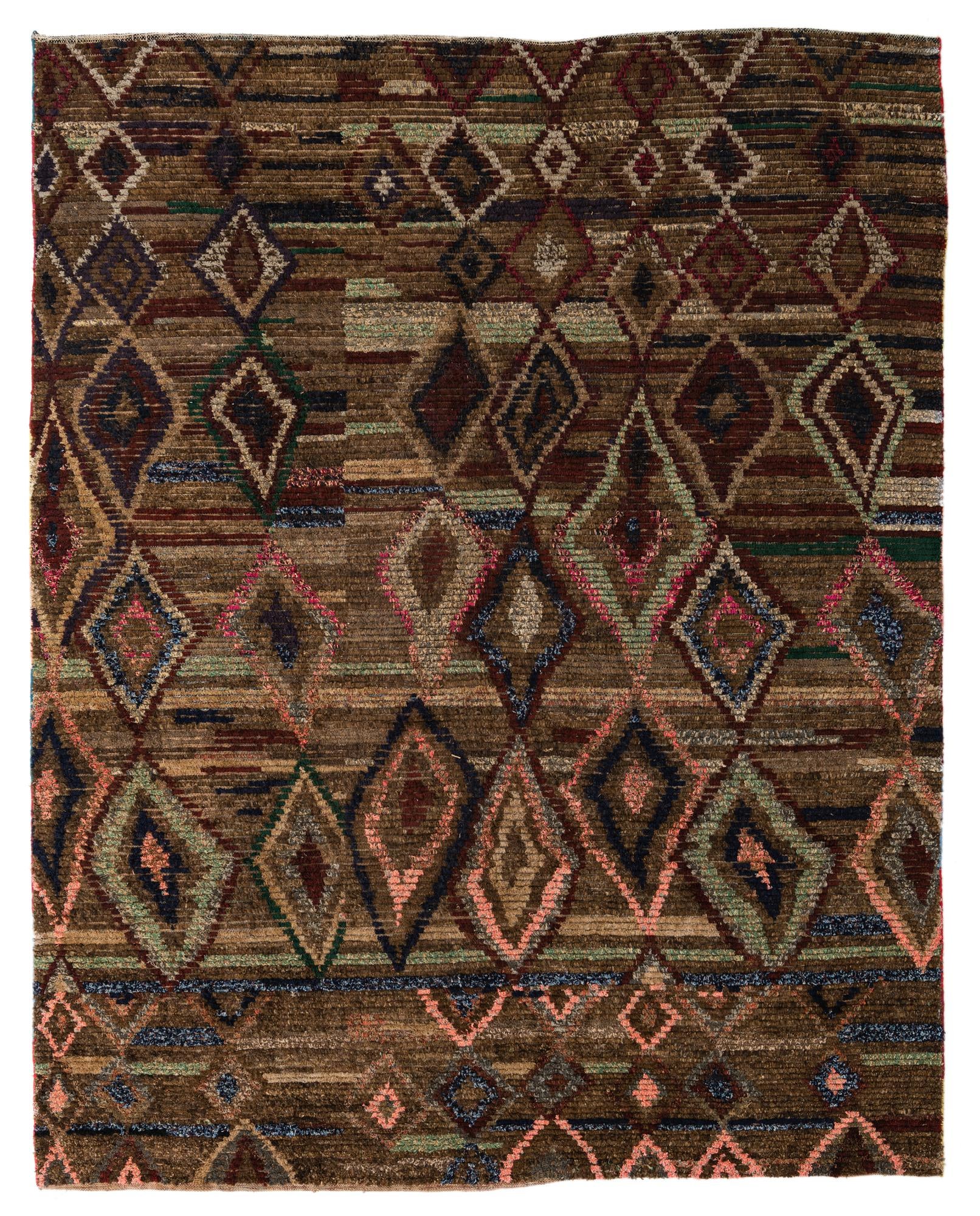 6' 9 x 9' 9 Hand Knotted Moroccan Wool Rug