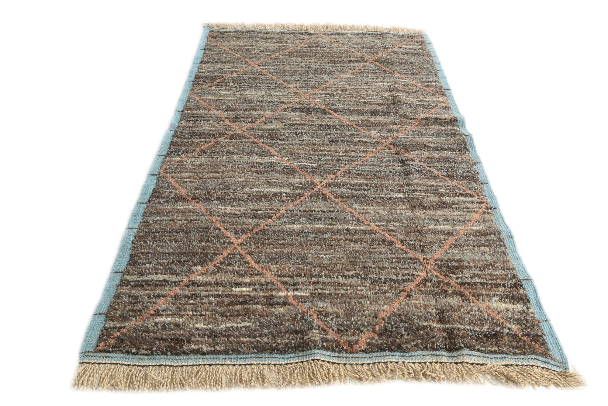 4' 10 x 8' 2 Hand Knotted Moroccan Wool Rug