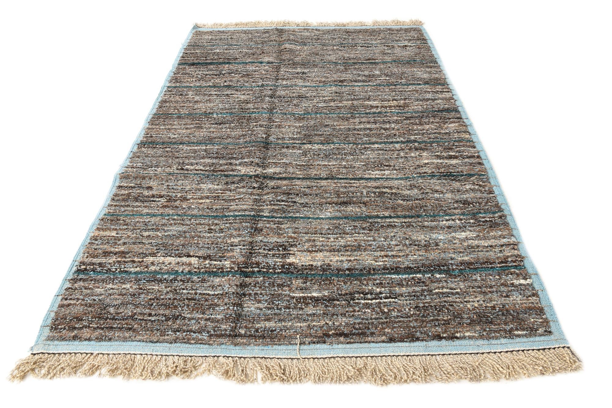 6' 2 x 9' 6 Hand Knotted Moroccan Wool Rug