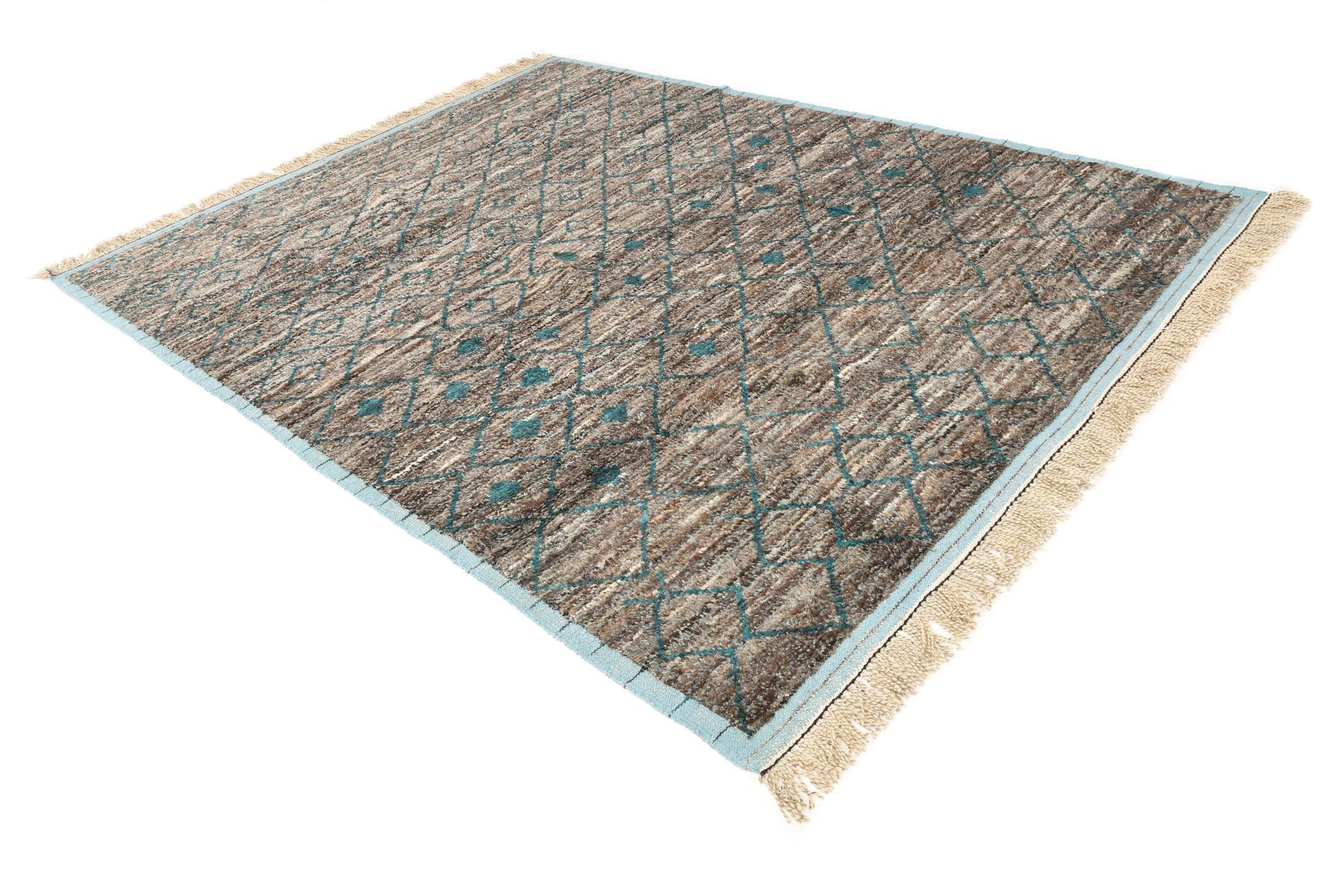 8' x 10' 6 Hand Knotted Moroccan Wool Rug