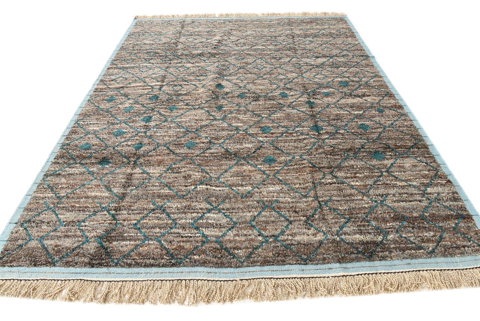 8' x 10' 6 Hand Knotted Moroccan Wool Rug
