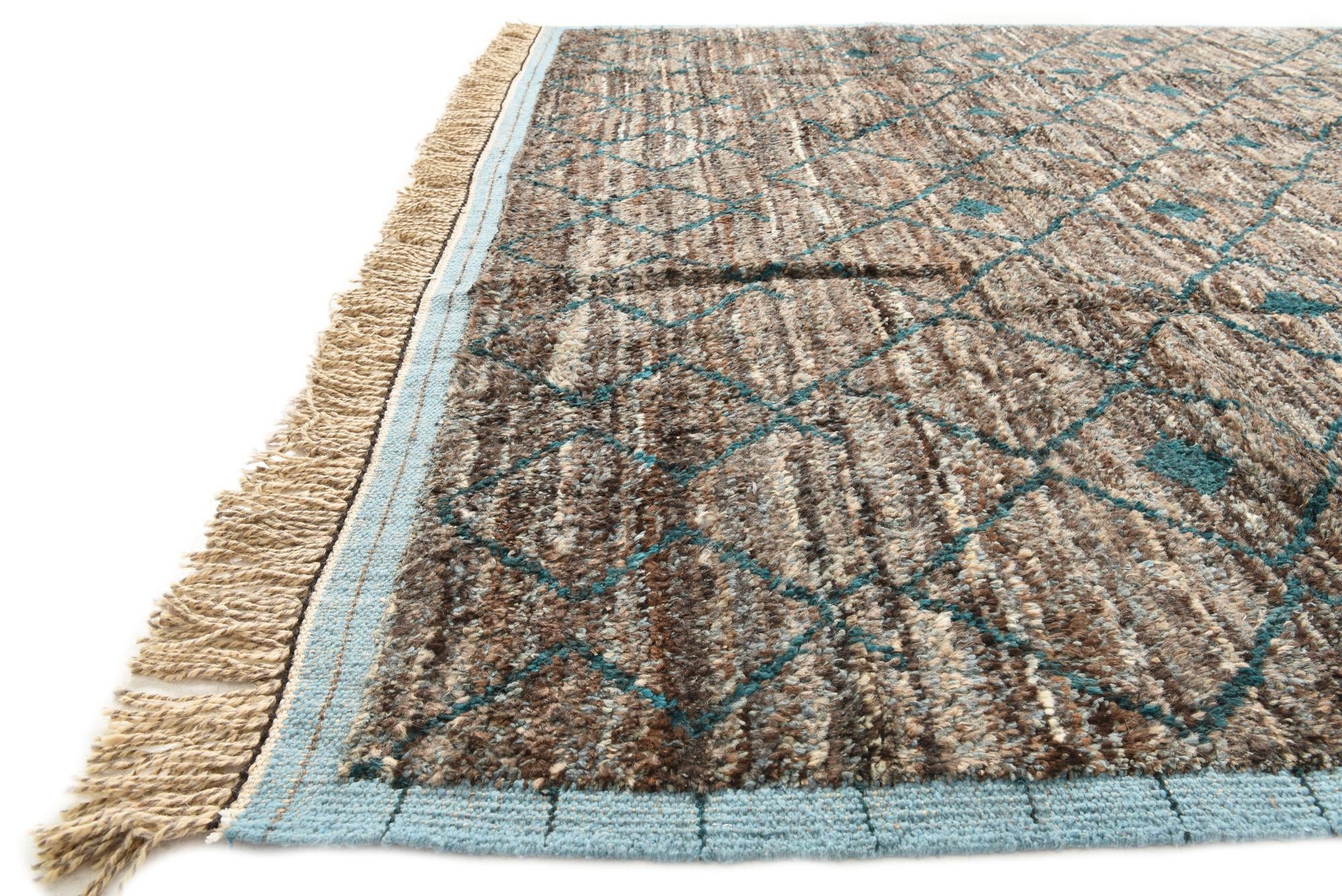 8' x 10' 6 Hand Knotted Moroccan Wool Rug