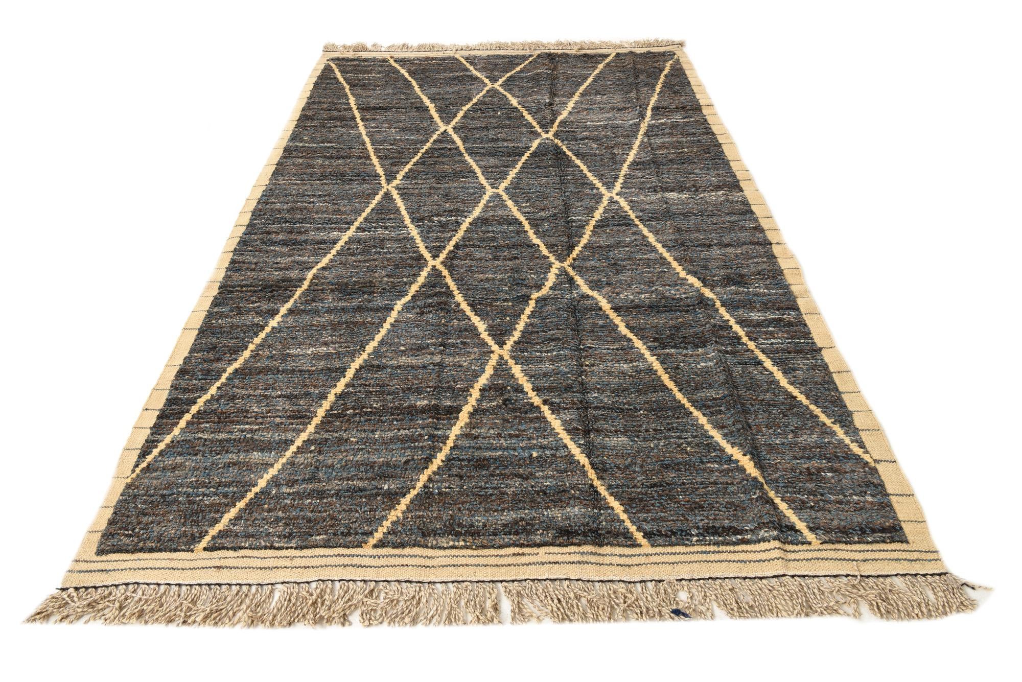 6' x 9' 9 Hand Knotted Moroccan Wool Rug
