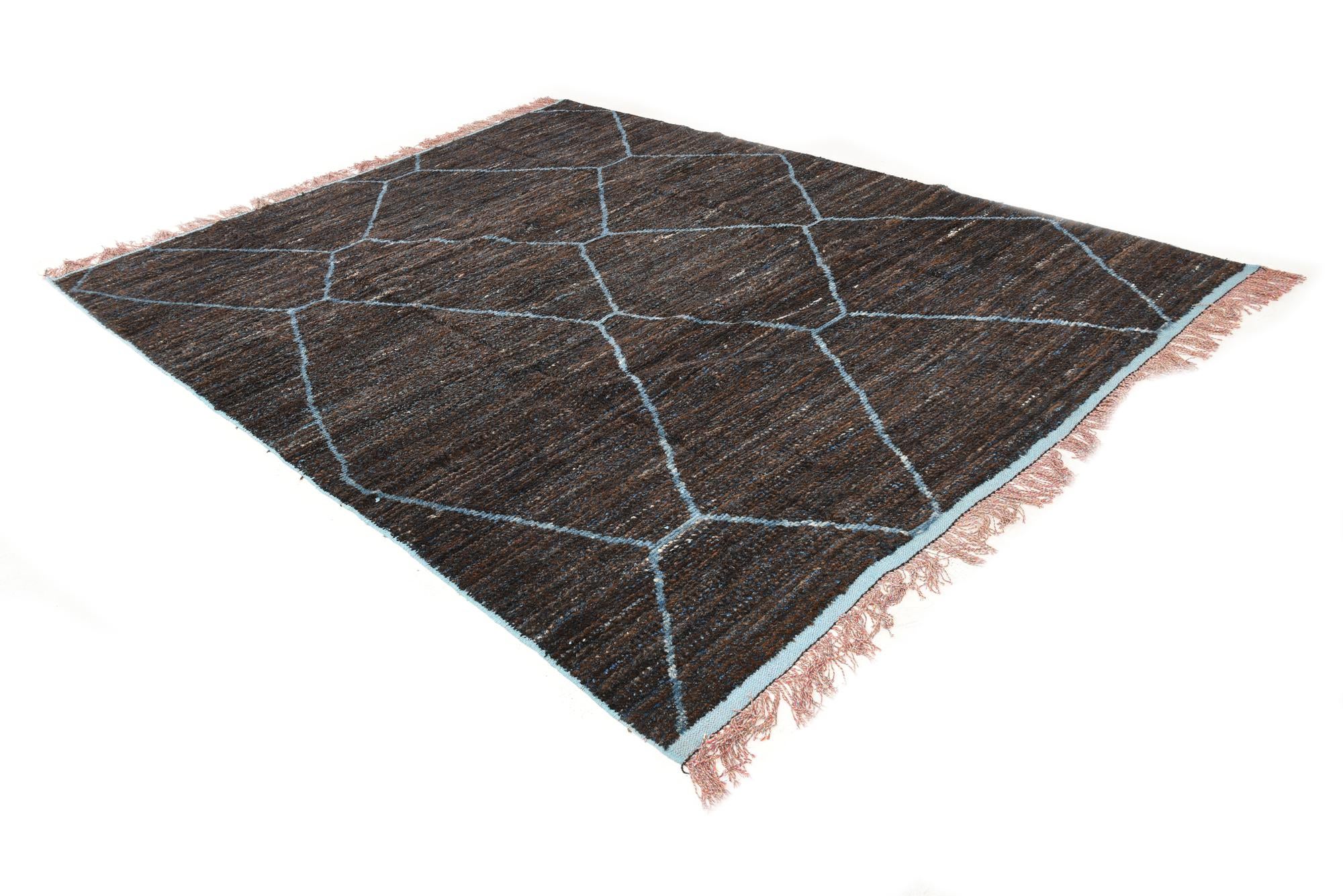 8' x 10' 6 Hand Knotted Moroccan Wool Rug