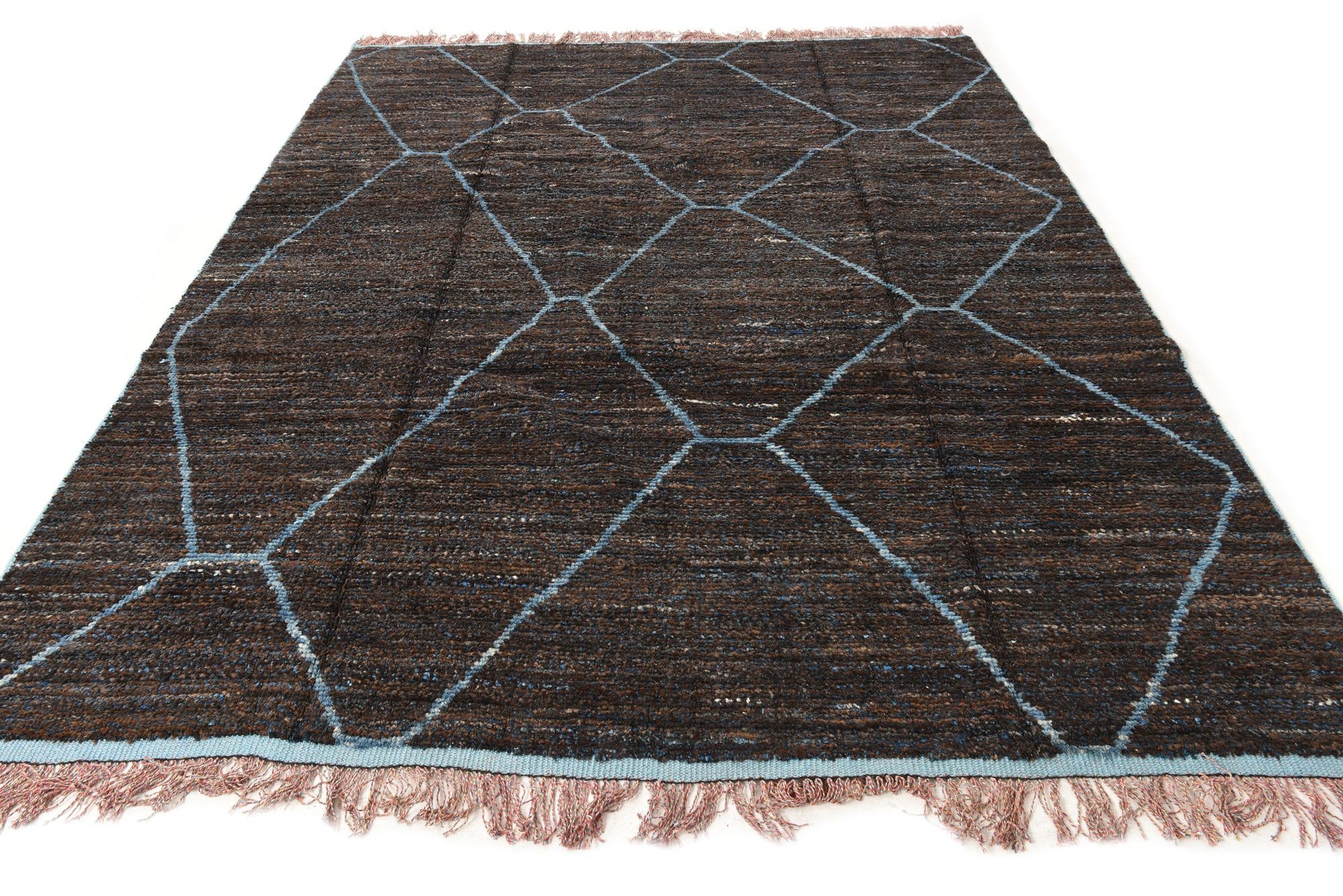 8' x 10' 6 Hand Knotted Moroccan Wool Rug