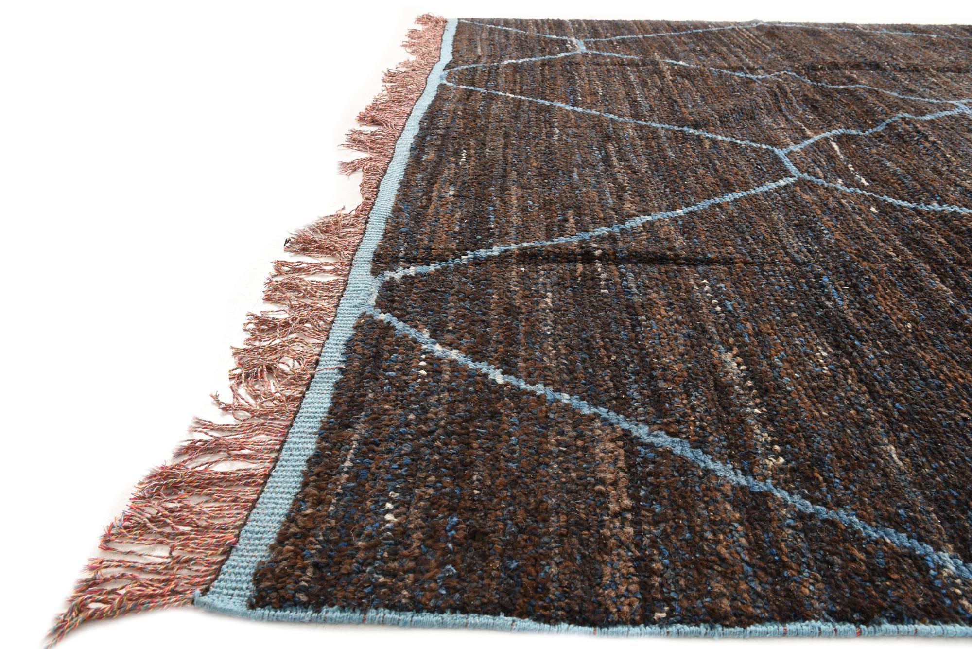 8' x 10' 6 Hand Knotted Moroccan Wool Rug