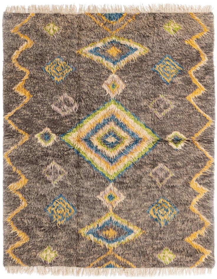 Detail image of 5' 8 x 8' Hand Knotted Moroccan Wool Rug