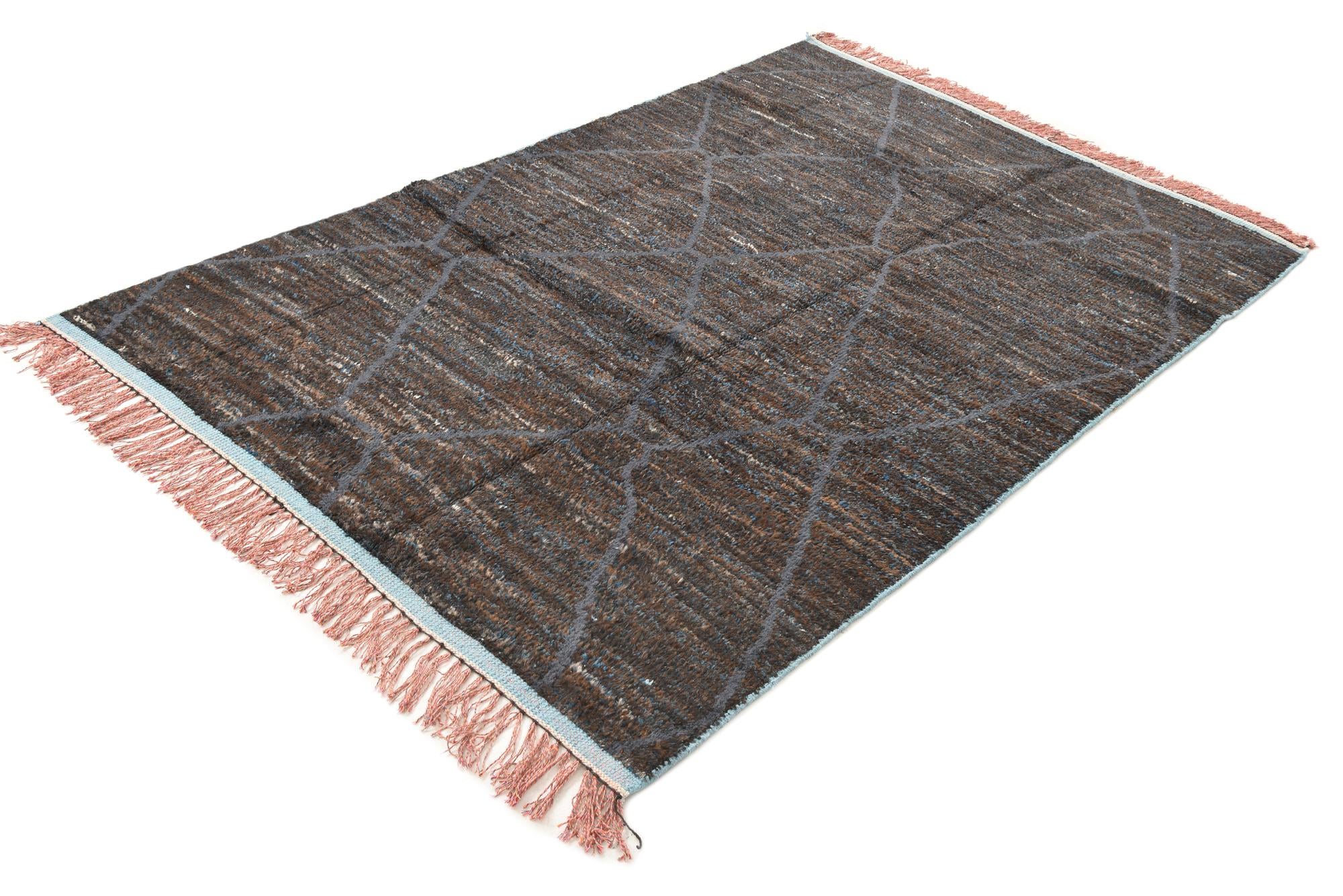 6' x 9' 5 Hand Knotted Moroccan Wool Rug