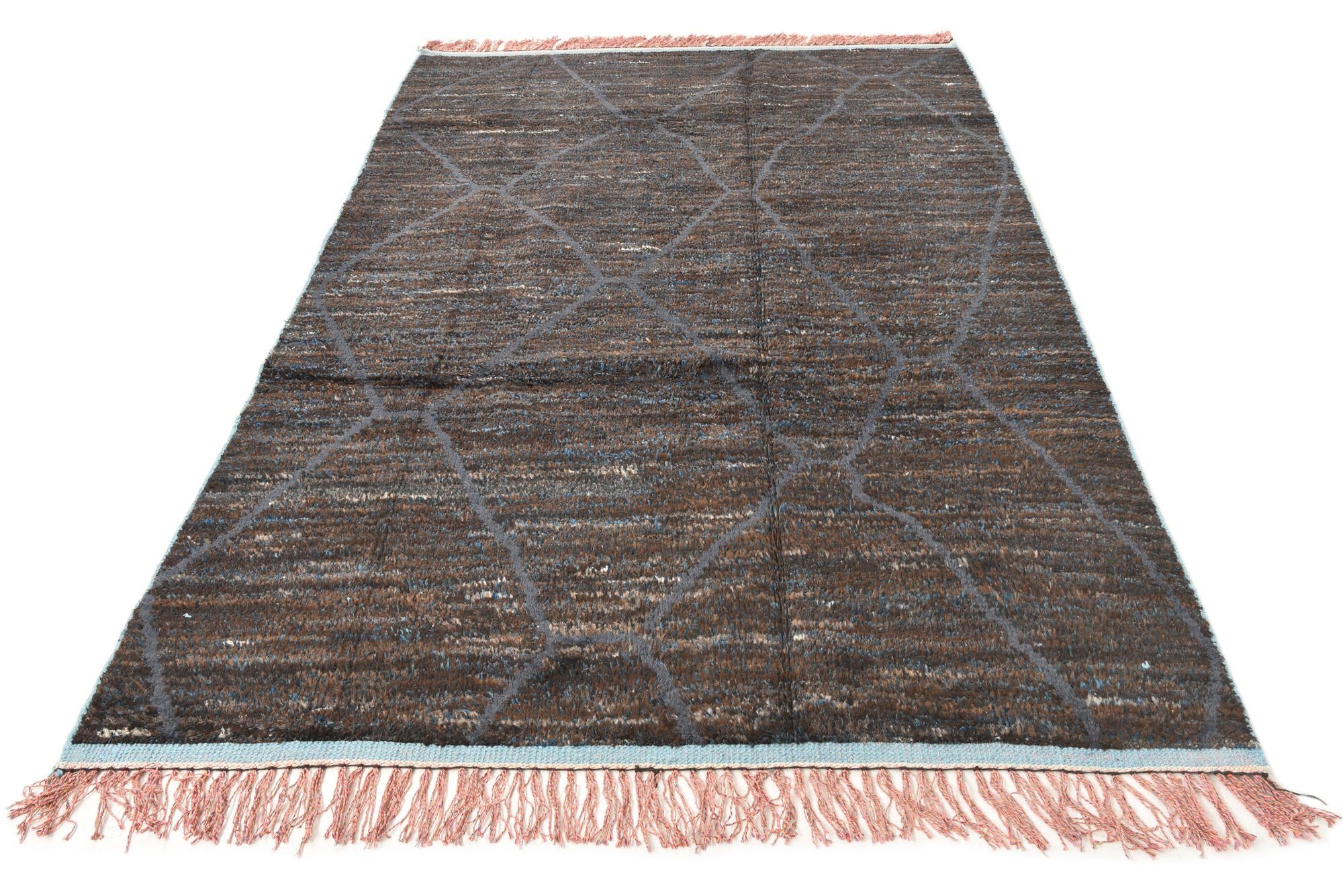 6' x 9' 5 Hand Knotted Moroccan Wool Rug