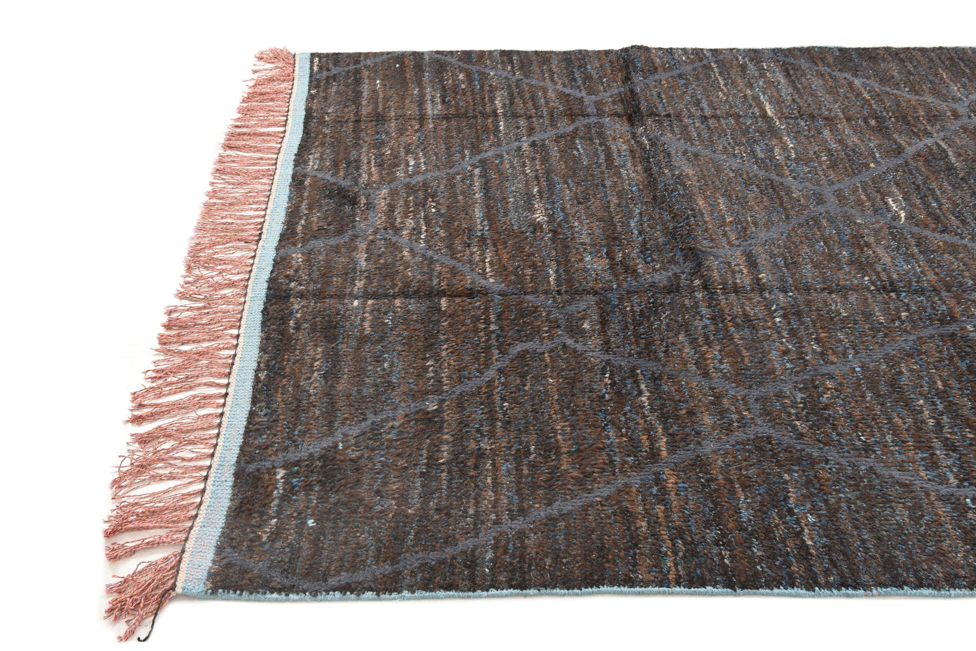6' x 9' 5 Hand Knotted Moroccan Wool Rug