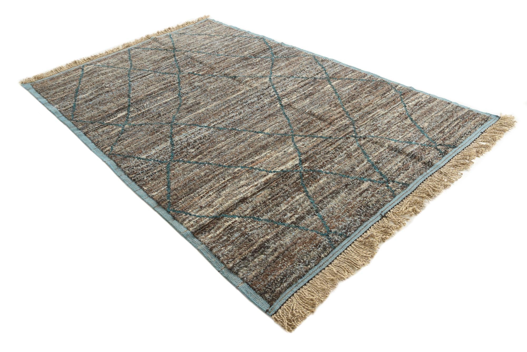 6' 1 x 9' 3 Hand Knotted Moroccan Wool Rug
