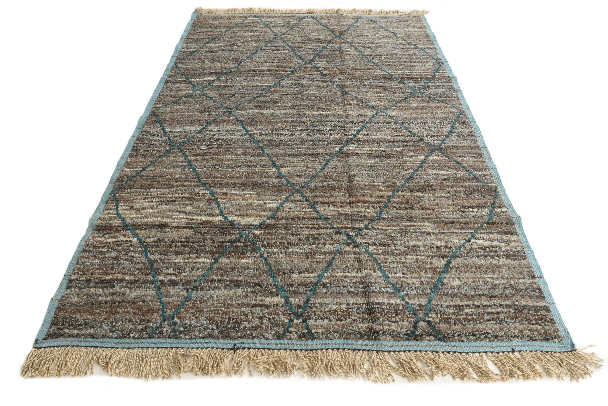 6' 1 x 9' 3 Hand Knotted Moroccan Wool Rug