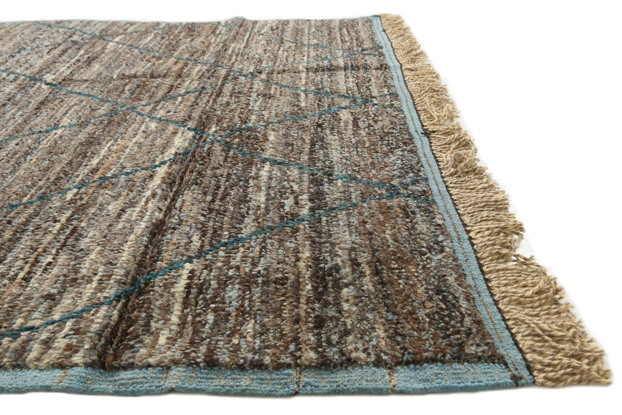 6' 1 x 9' 3 Hand Knotted Moroccan Wool Rug