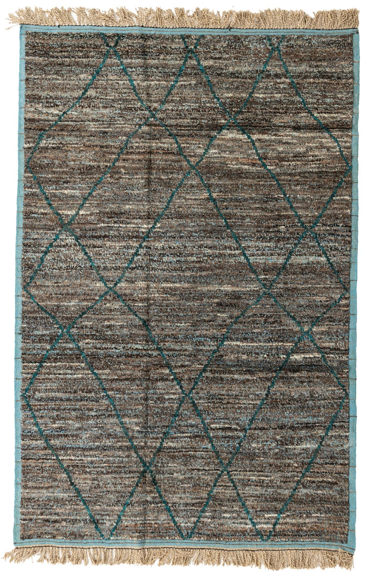6' 1 x 9' 3 Hand Knotted Moroccan Wool Rug