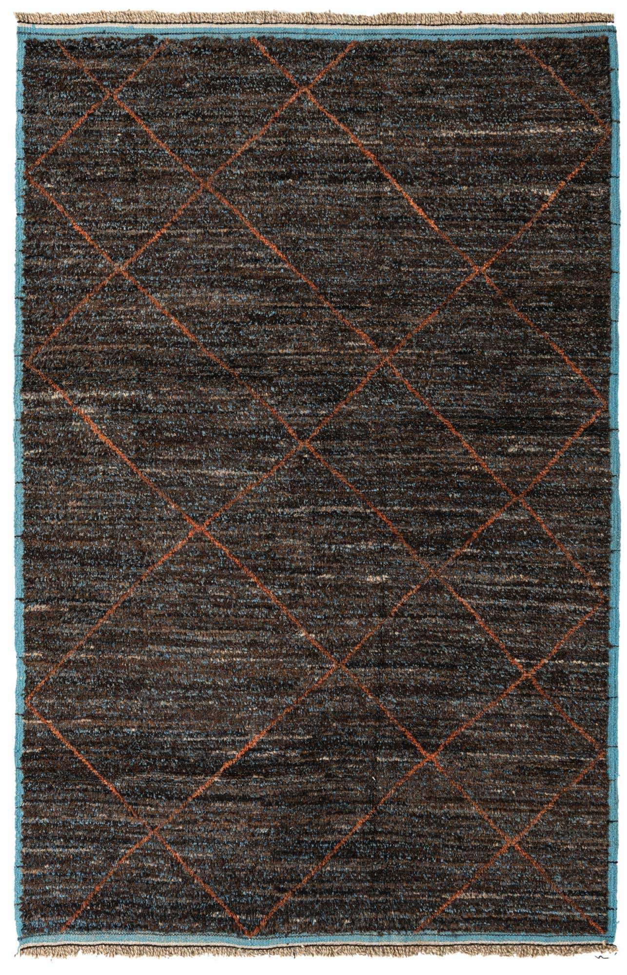 6' 1 x 9' 3 Hand Knotted Moroccan Wool Rug