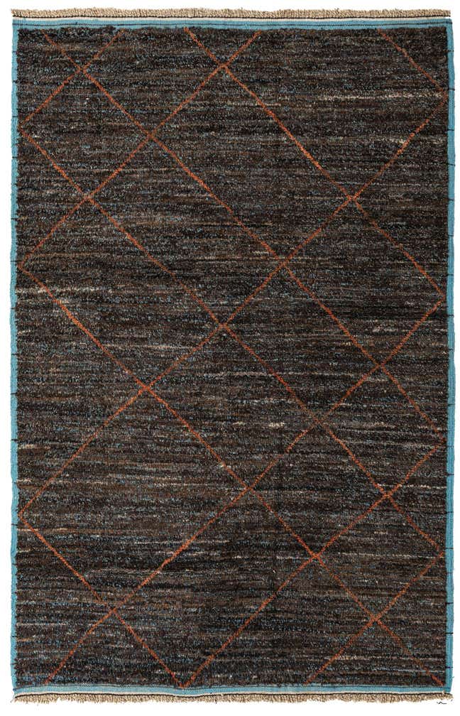 6' 1 x 9' 3 Hand Knotted Moroccan Wool Rug