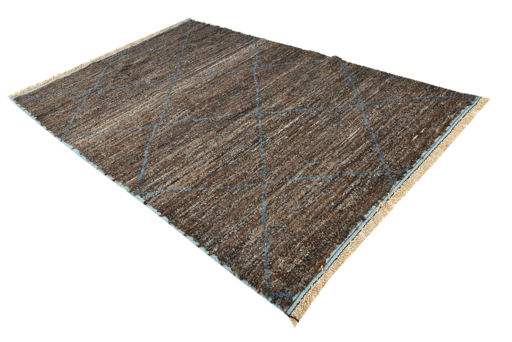 6' 3 x 9' 6 Hand Knotted Moroccan Wool Rug
