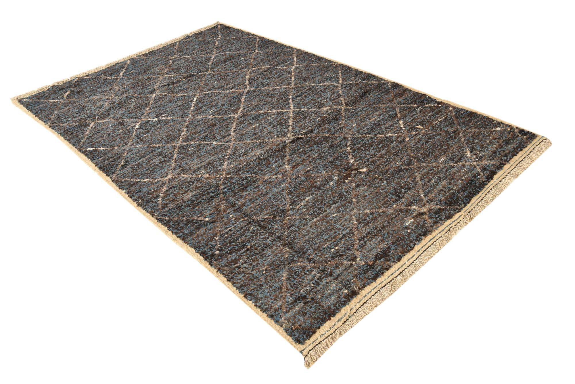 6' 1 x 9' 6 Hand Knotted Moroccan Wool Rug