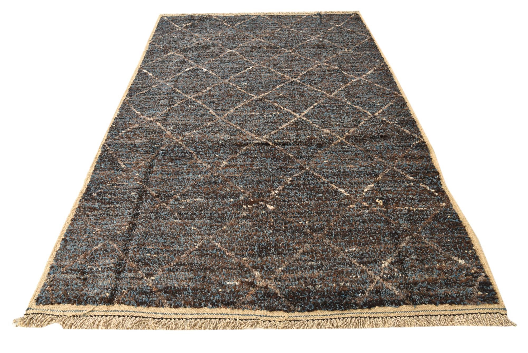 6' 1 x 9' 6 Hand Knotted Moroccan Wool Rug