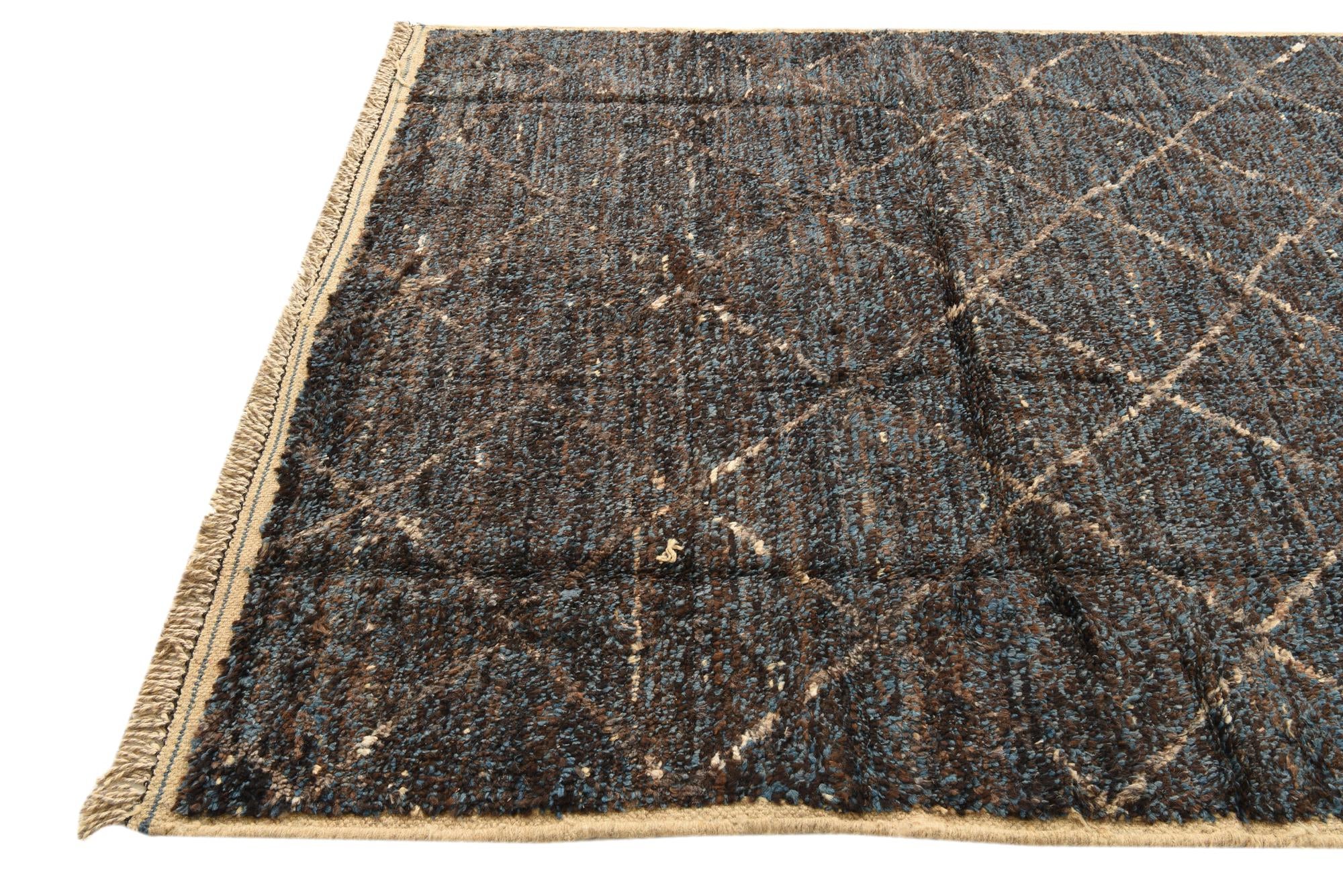6' 1 x 9' 6 Hand Knotted Moroccan Wool Rug