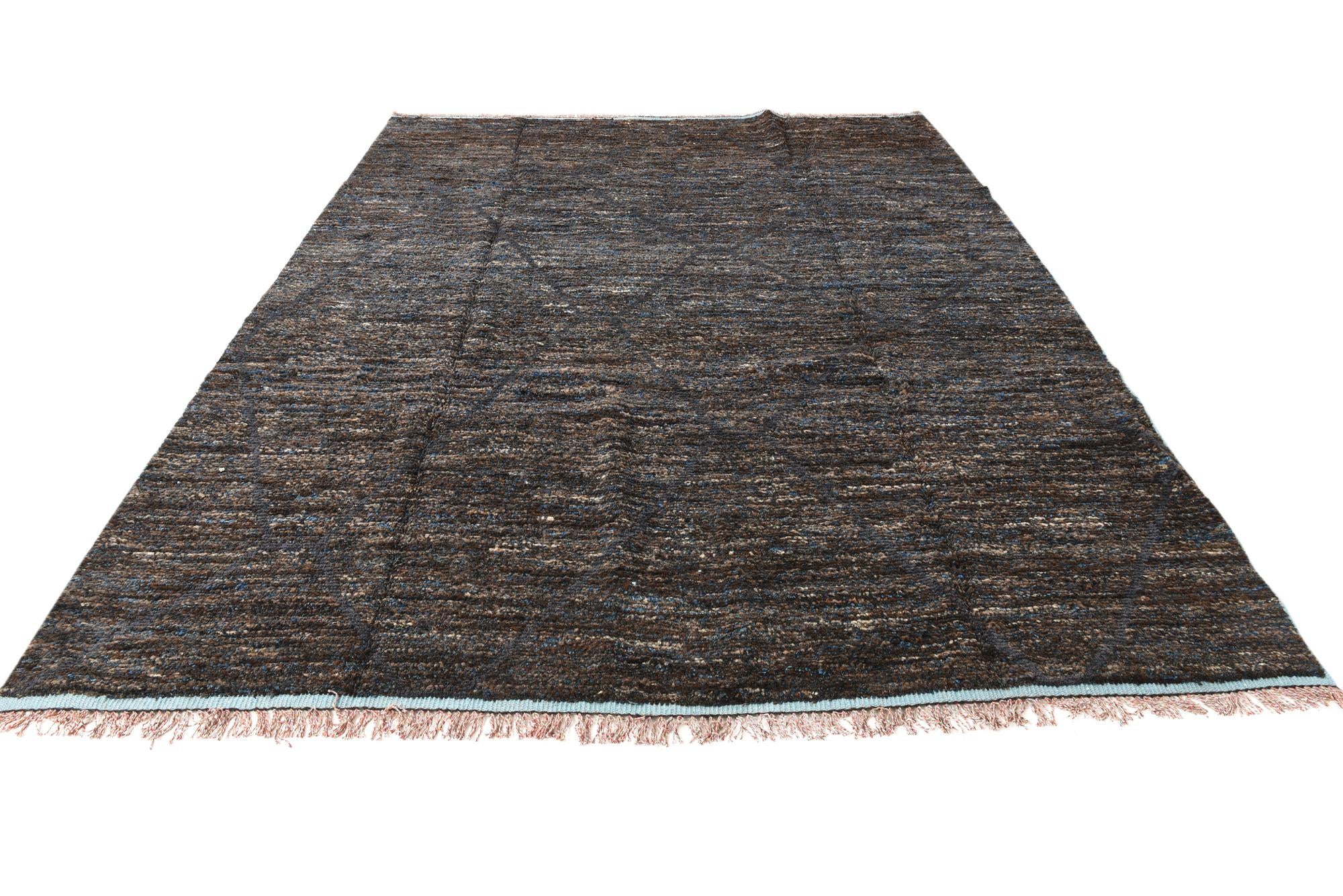 8' x 10' 4 Hand Knotted Moroccan Wool Rug