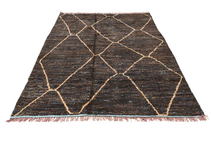 Detail image of 6' 3 x 9' 3 Hand Knotted Moroccan Wool Rug