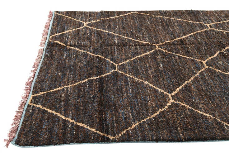 Detail image of 6' 3 x 9' 3 Hand Knotted Moroccan Wool Rug