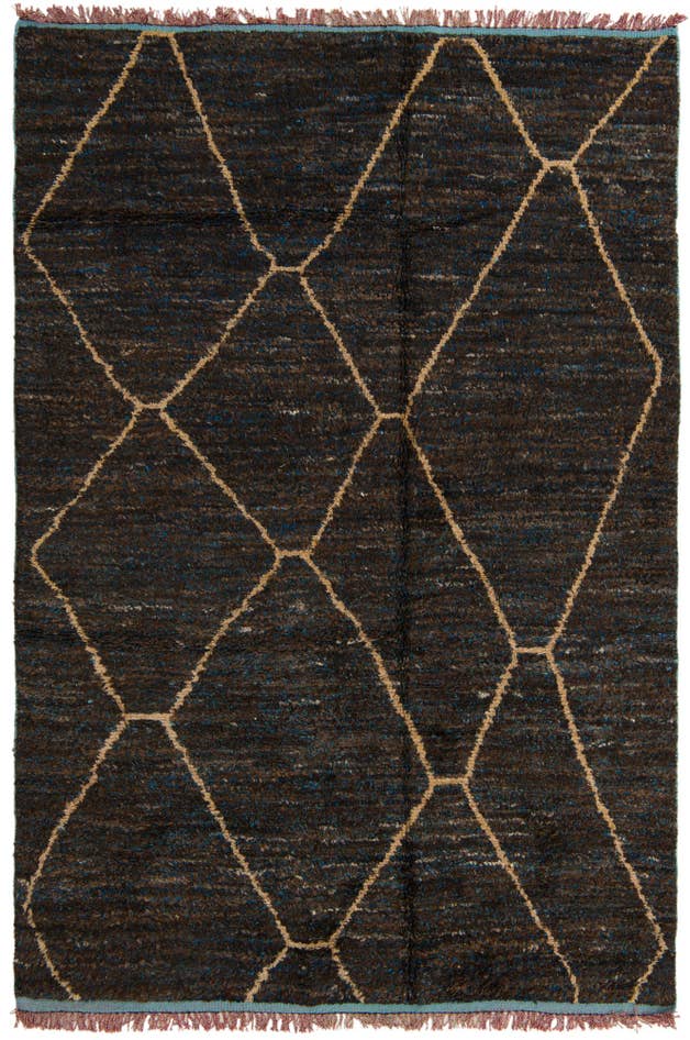 Detail image of 6' 3 x 9' 3 Hand Knotted Moroccan Wool Rug