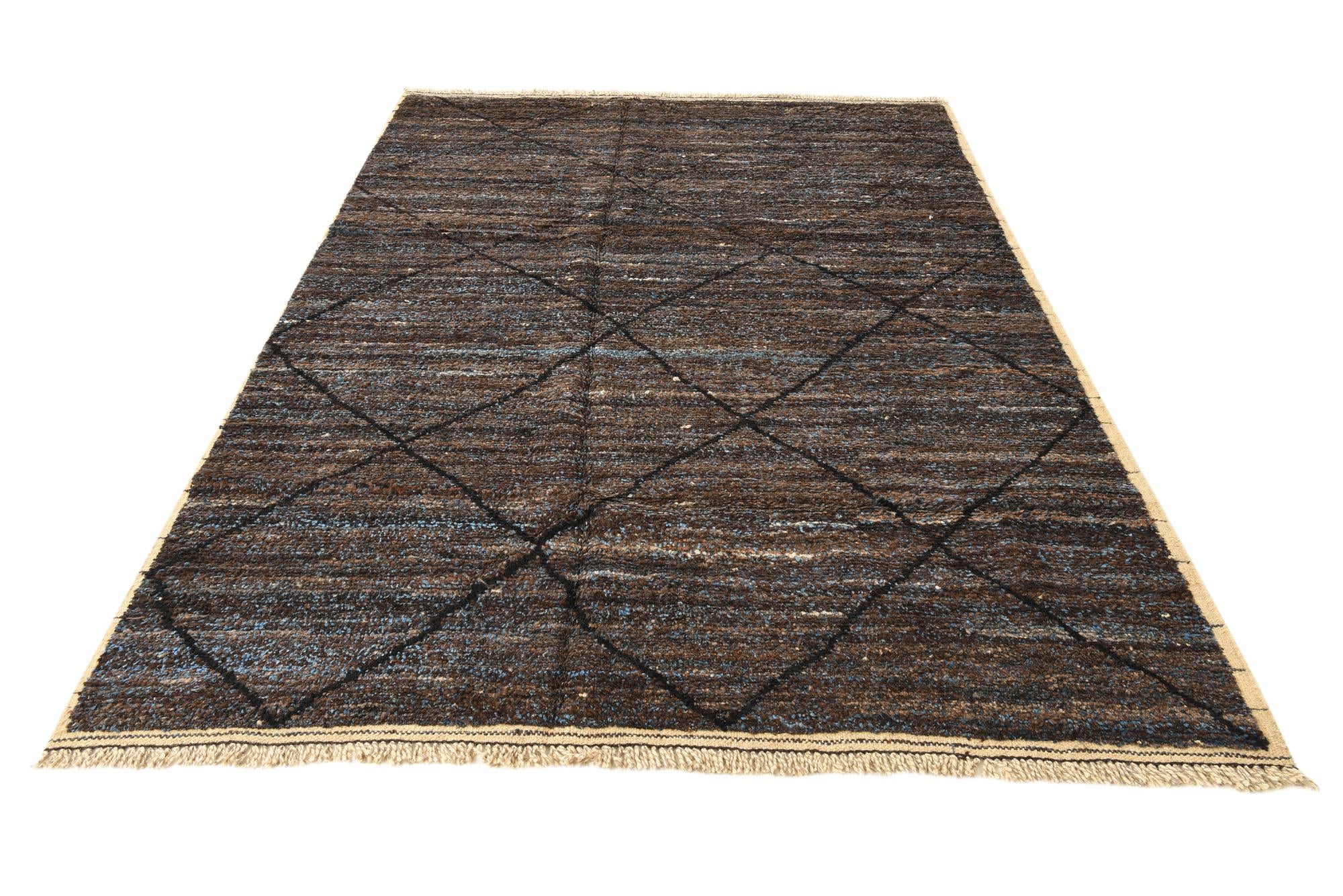 6' 4 x 9' 4 Hand Knotted Moroccan Wool Rug