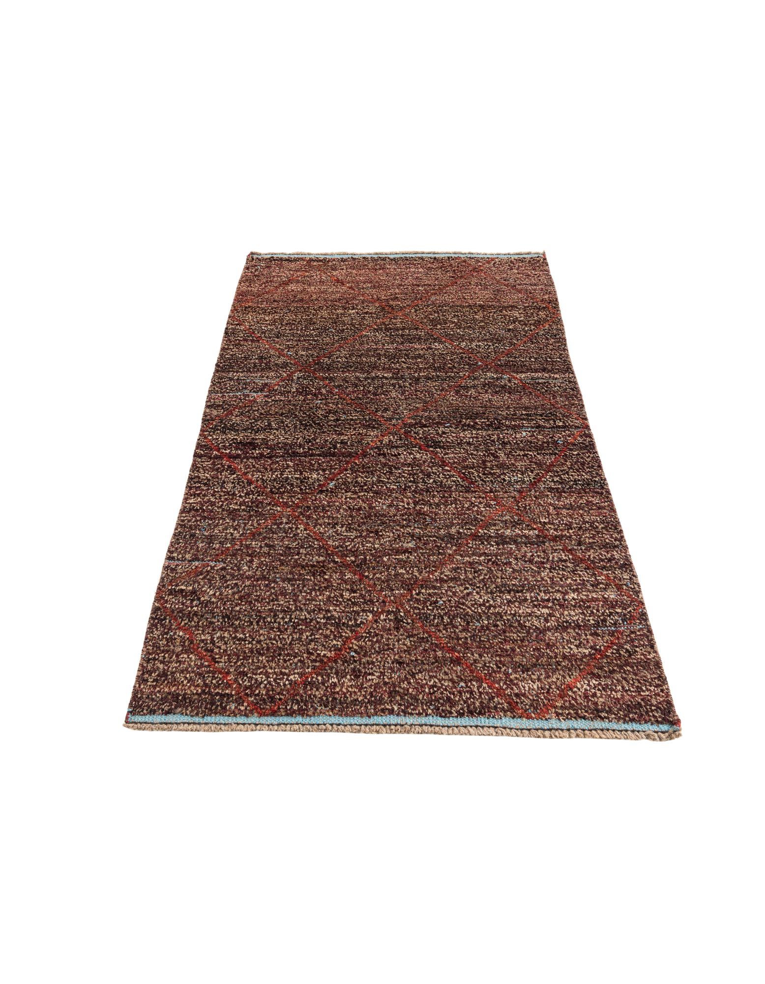 4' x 6' 3 Hand Knotted Moroccan Wool Rug