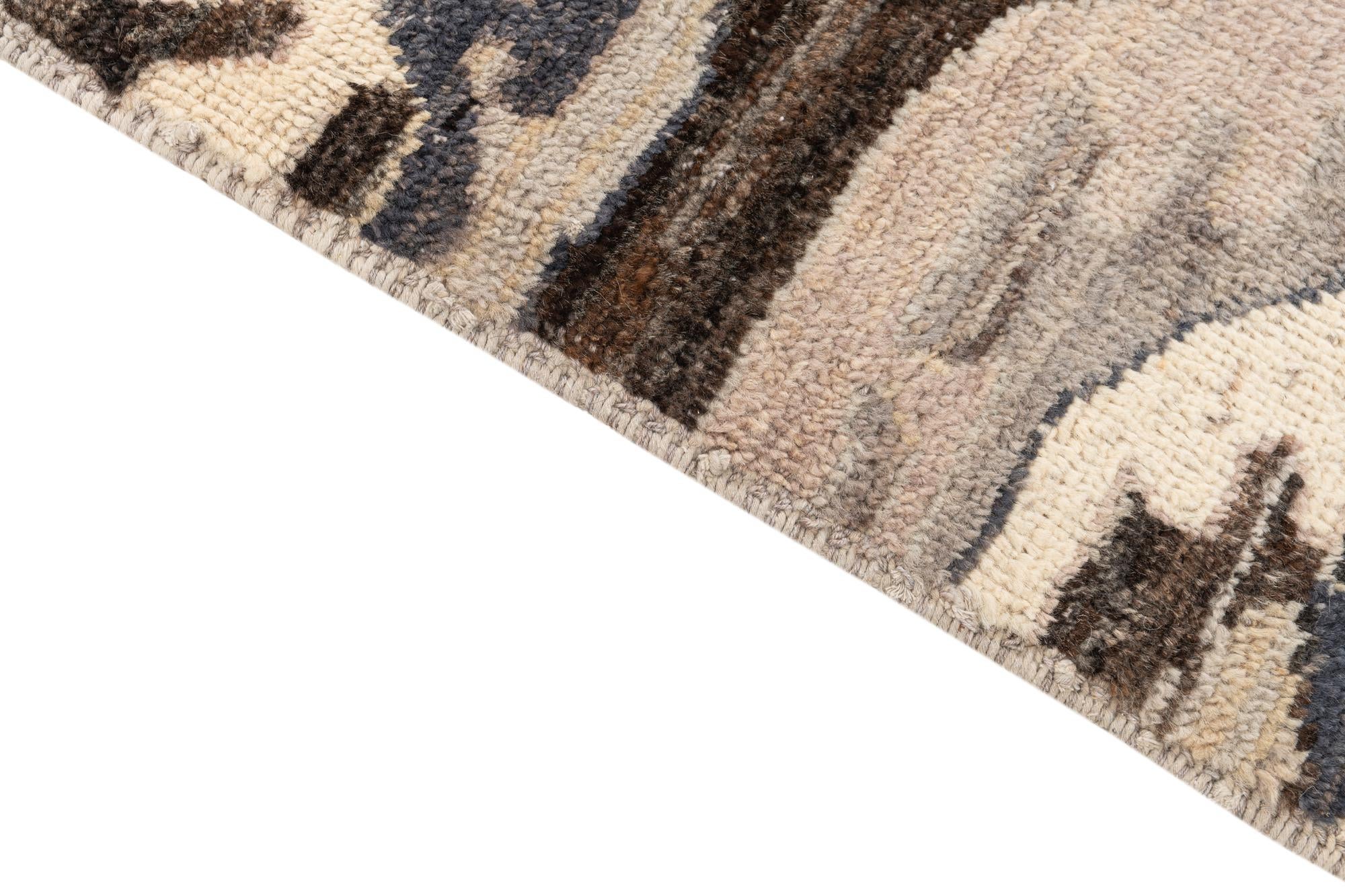 9' 1 x 11' 10 Hand Knotted Moroccan Wool Rug