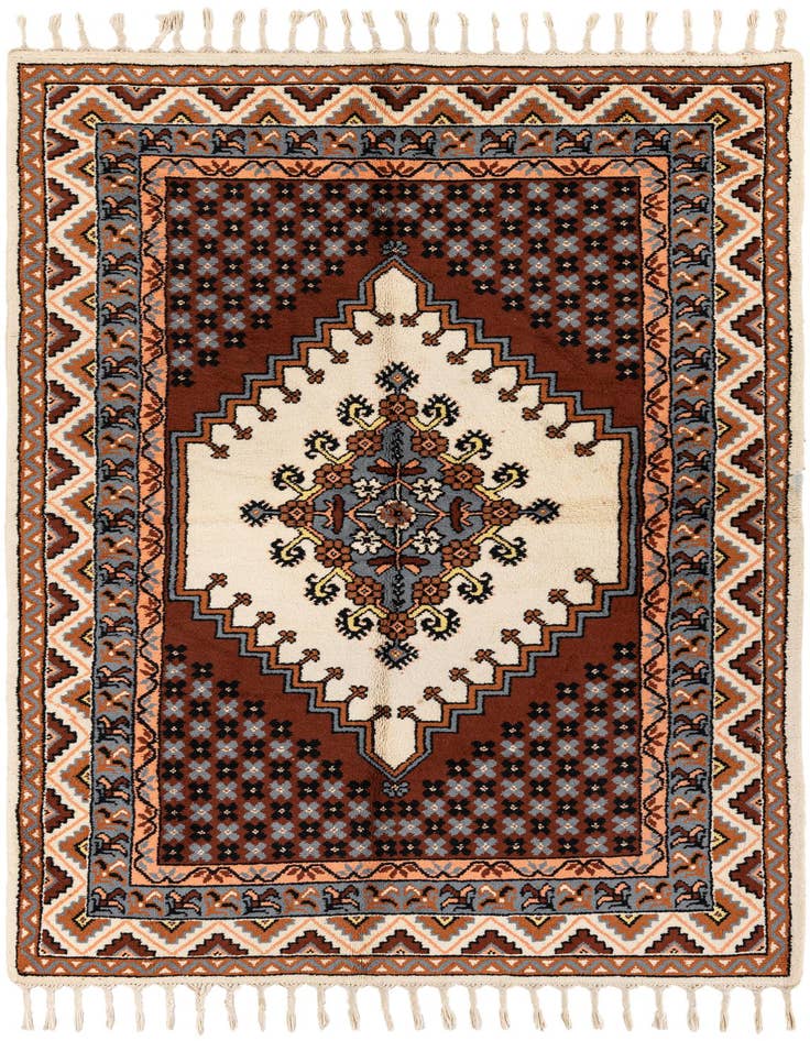Detail image of 4' 11 x 8' Hand Knotted Moroccan Wool Rug