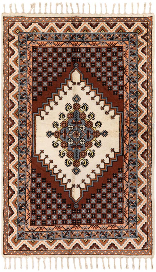 Detail image of 4' 11 x 8' Hand Knotted Moroccan Wool Rug
