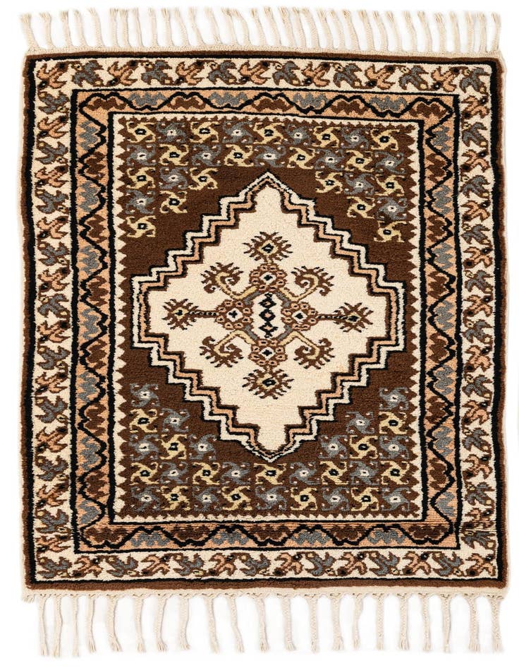 Detail image of 2' 9 x 4' 10 Hand Knotted Moroccan Wool Rug