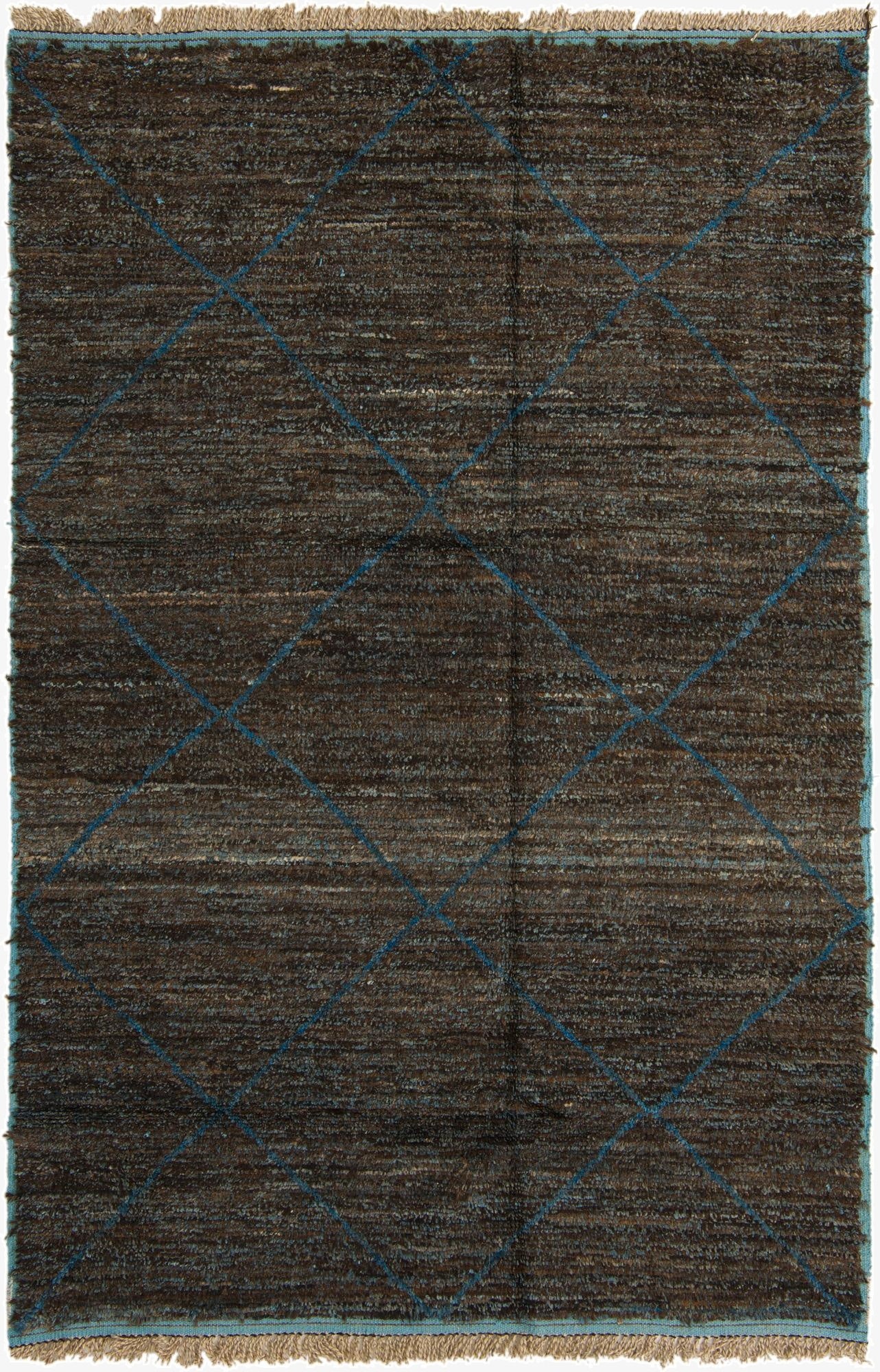6' 3 x 9' 6  Hand Knotted Moroccan Wool Rug