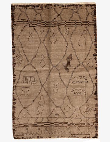 5' x 8' Hand Knotted Moroccan Wool Rug