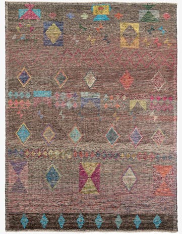 9' 6 x 12' 7 Hand Knotted Moroccan Wool Rug