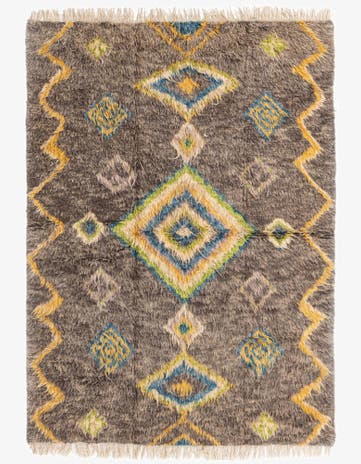 5' 8 x 8' Hand Knotted Moroccan Wool Rug