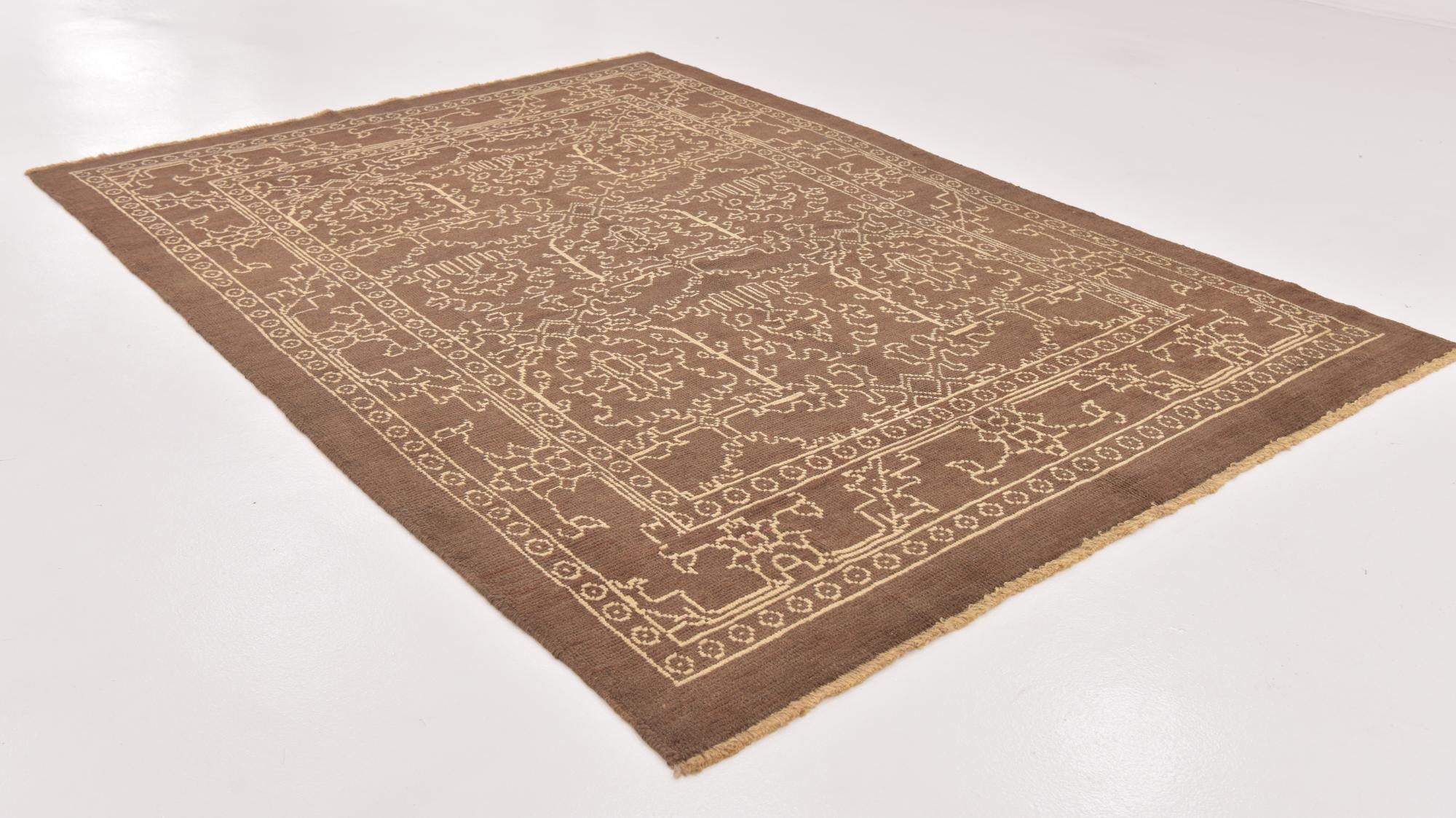 7' x 9' 10 Hand Knotted Oushak Wool Rug