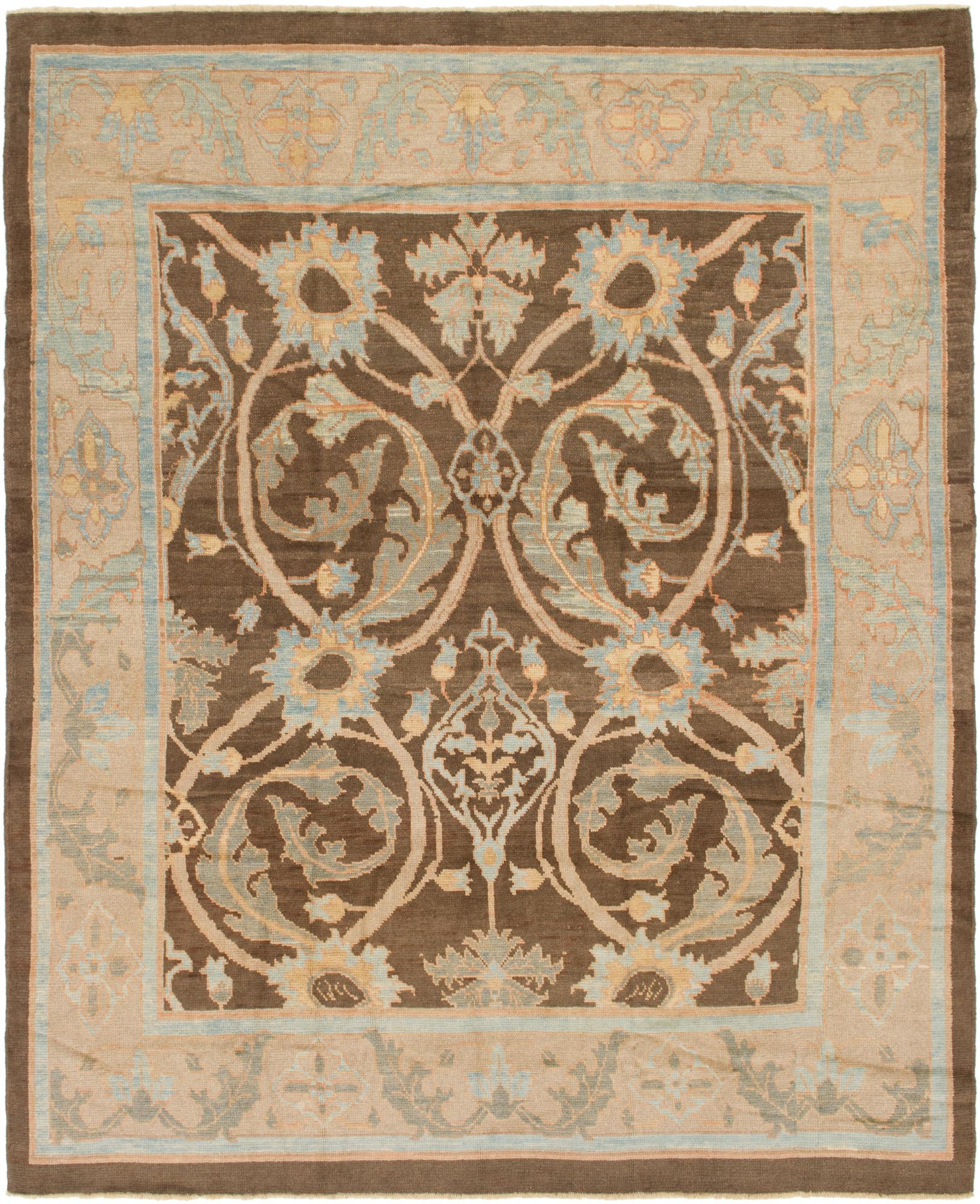 10' 6 x 13' Hand Knotted Oushak Wool Rug