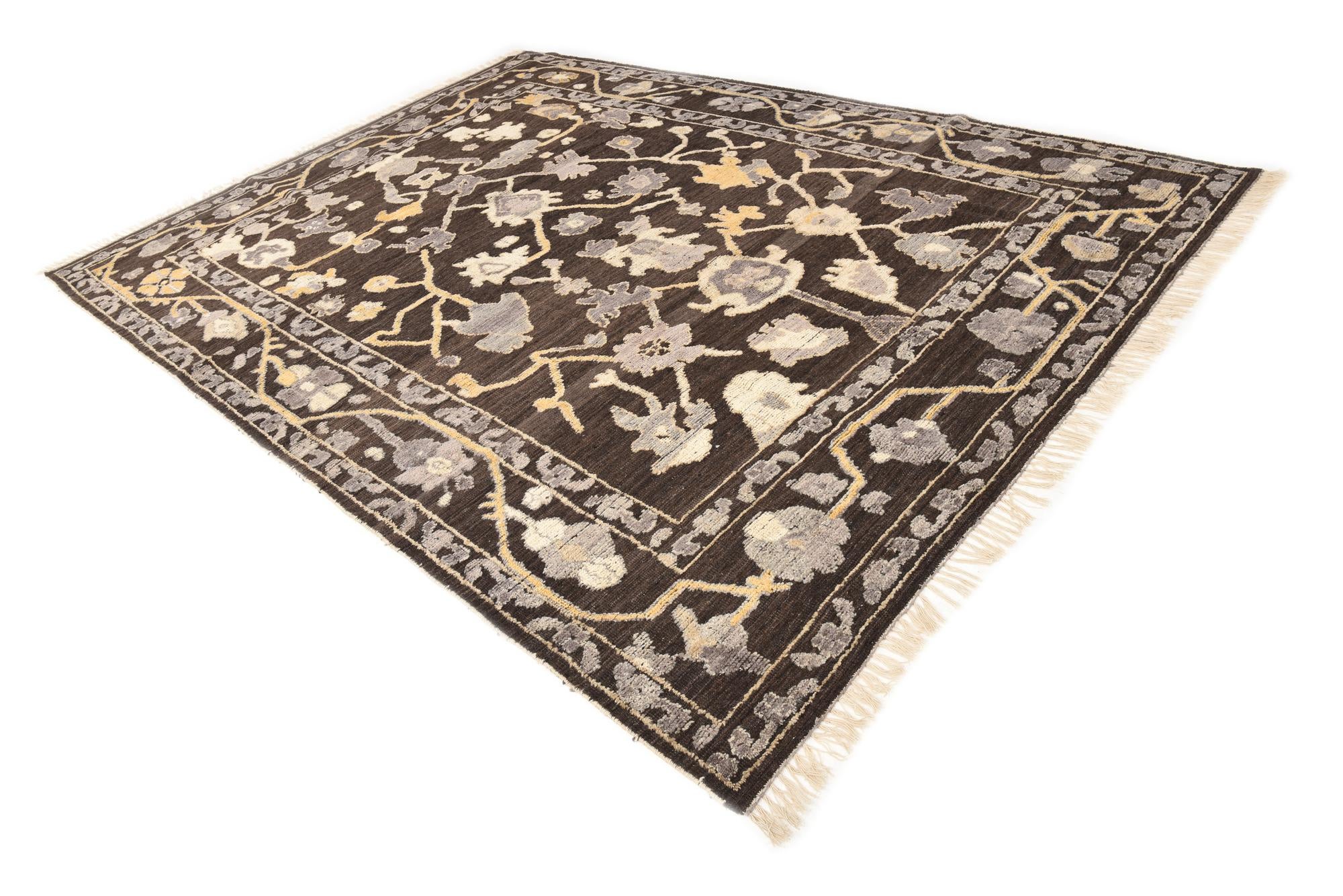 9' x 12' 4 Hand Knotted Oushak Wool Rug