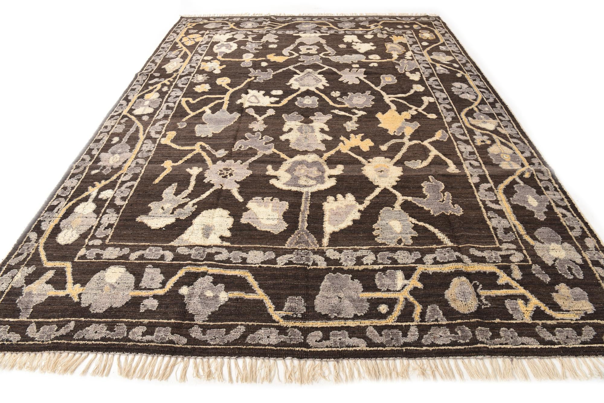 9' x 12' 4 Hand Knotted Oushak Wool Rug