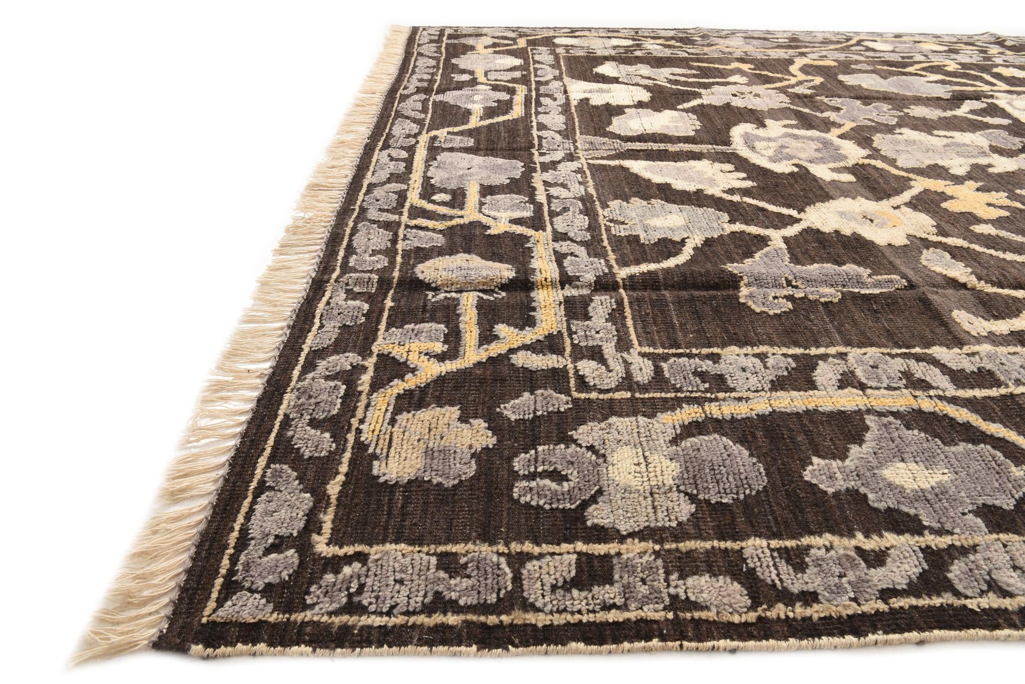 9' x 12' 4 Hand Knotted Oushak Wool Rug