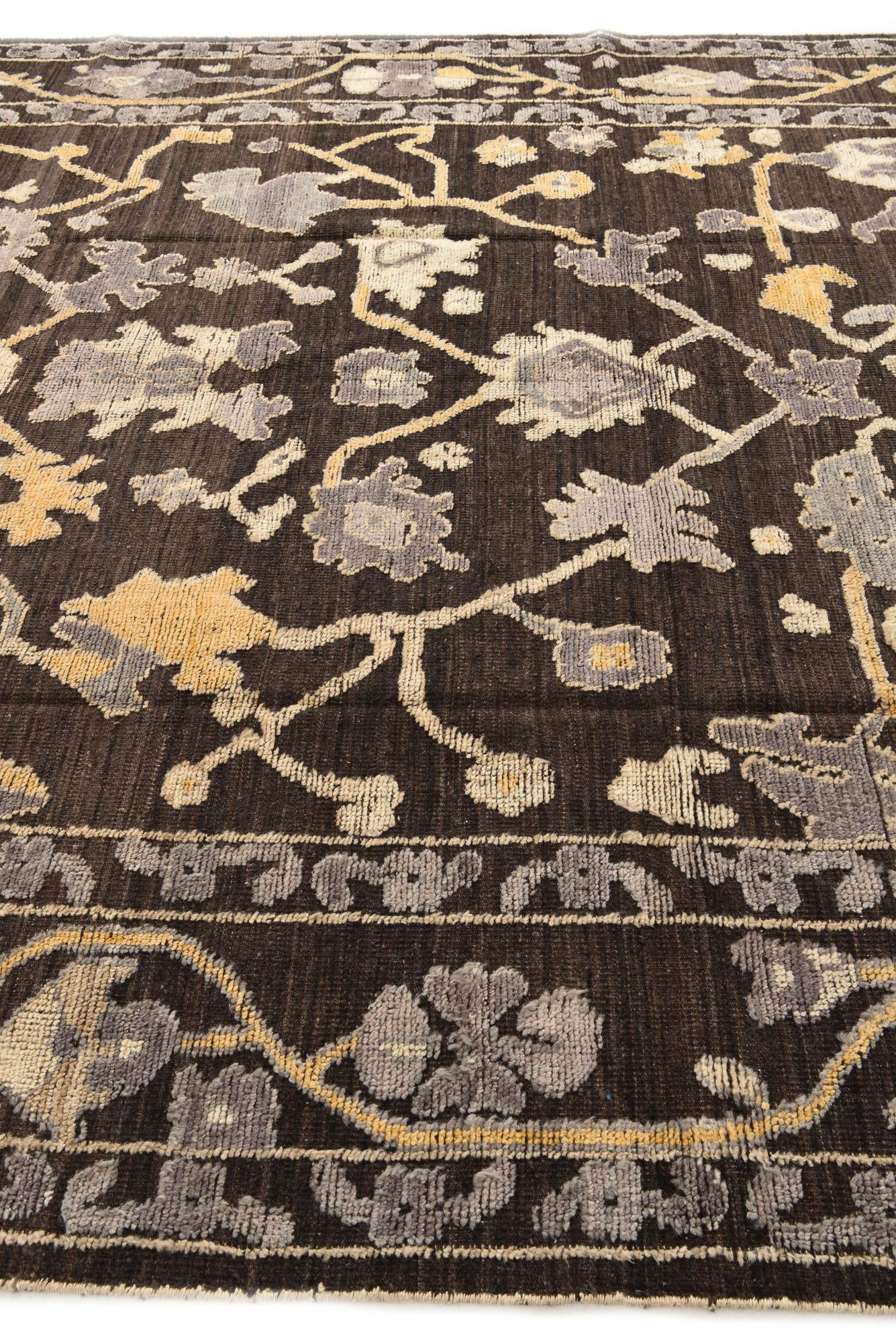 9' x 12' 4 Hand Knotted Oushak Wool Rug