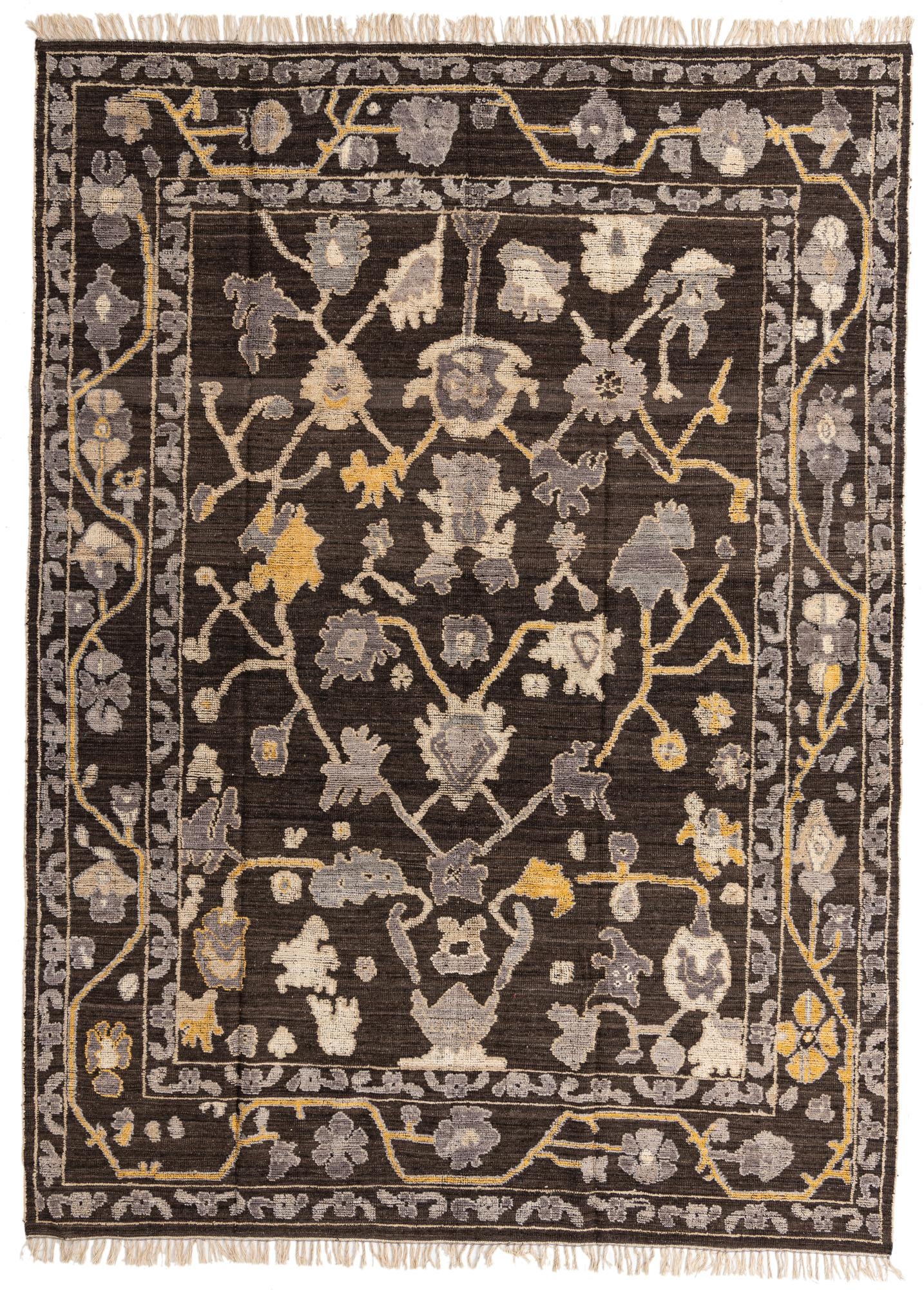 9' x 12' 4 Hand Knotted Oushak Wool Rug